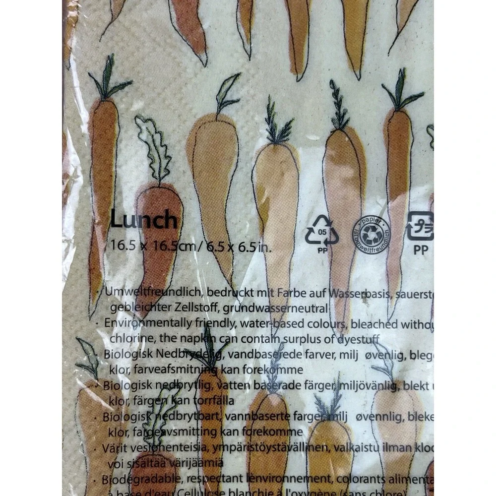 Celebrate The Home Carrot Easter Spring Lunch‎ Napkins Package of 40 NEW